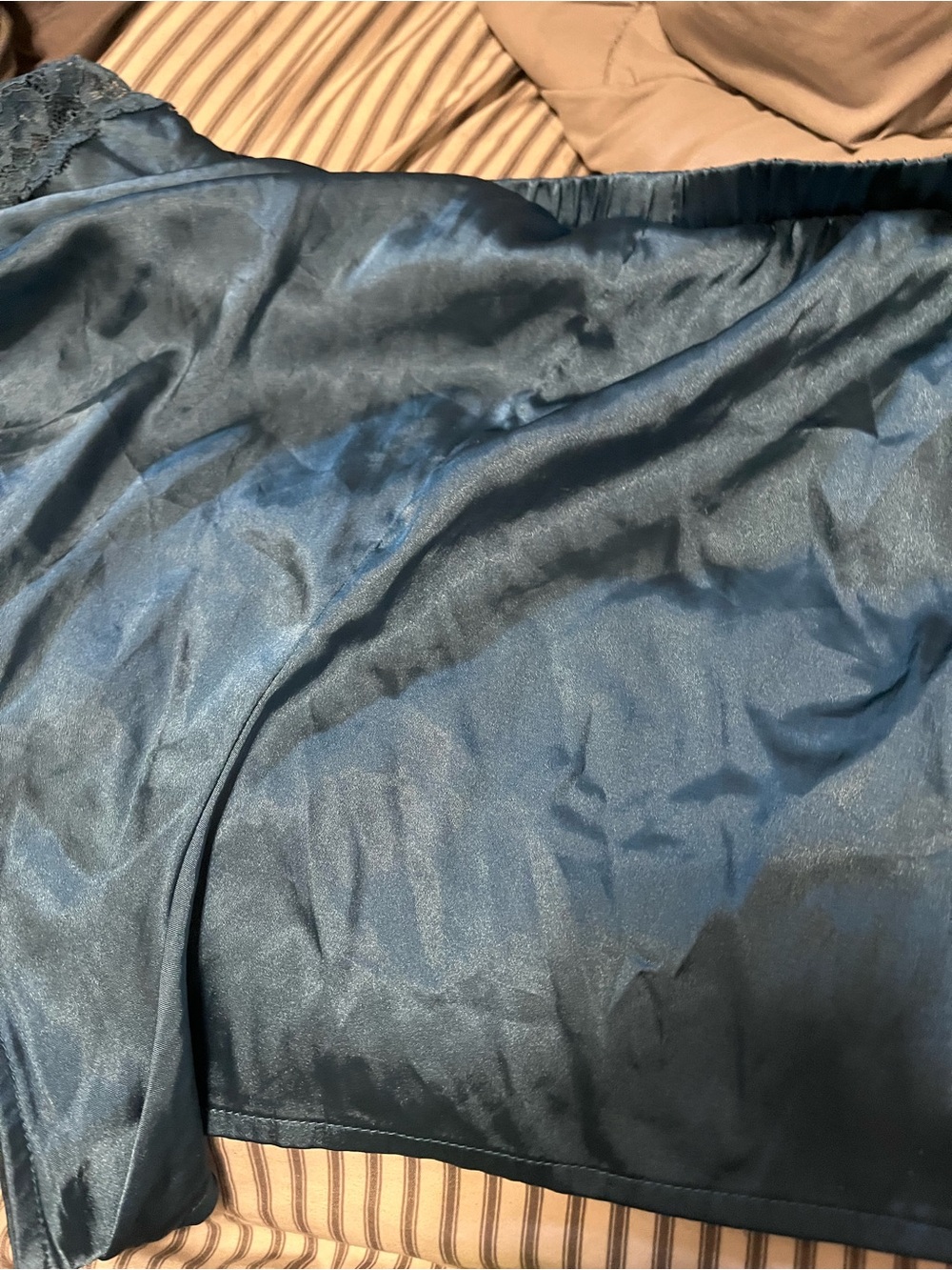 Xhilaration Teal Satin Slip with Lace Trim
